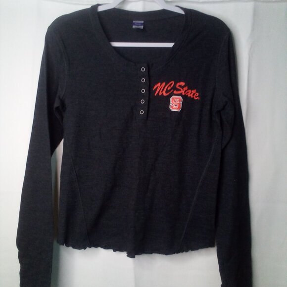 Bottom Drawers Sleepwear Shirt Women M NC State Long Sleeve Thermal Gray - Picture 2 of 14